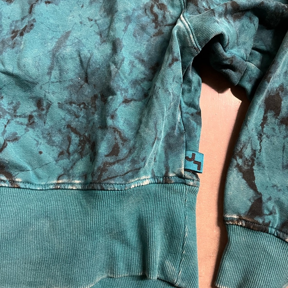 Joy Lab Teal and Black Acid Wash Cropped Sweatshirt Size XS - Picture 2 of 4